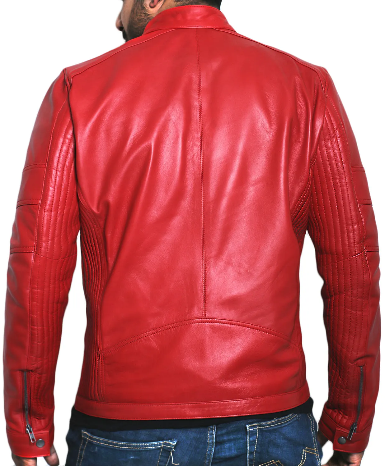 Leather Jackets Hub Mens Genuine Lambskin Leather Jacket (Black, Racer Jacket) - 1501476