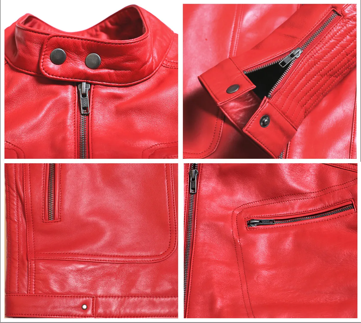 Leather Jackets Hub Mens Genuine Lambskin Leather Jacket (Black, Racer Jacket) - 1501476