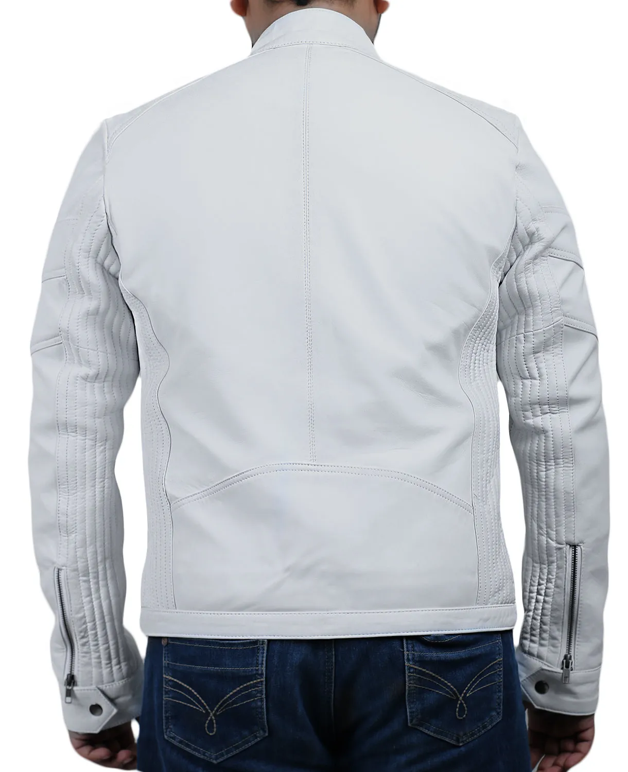 Leather Jackets Hub Mens Genuine Lambskin Leather Jacket (Black, Racer Jacket) - 1501476