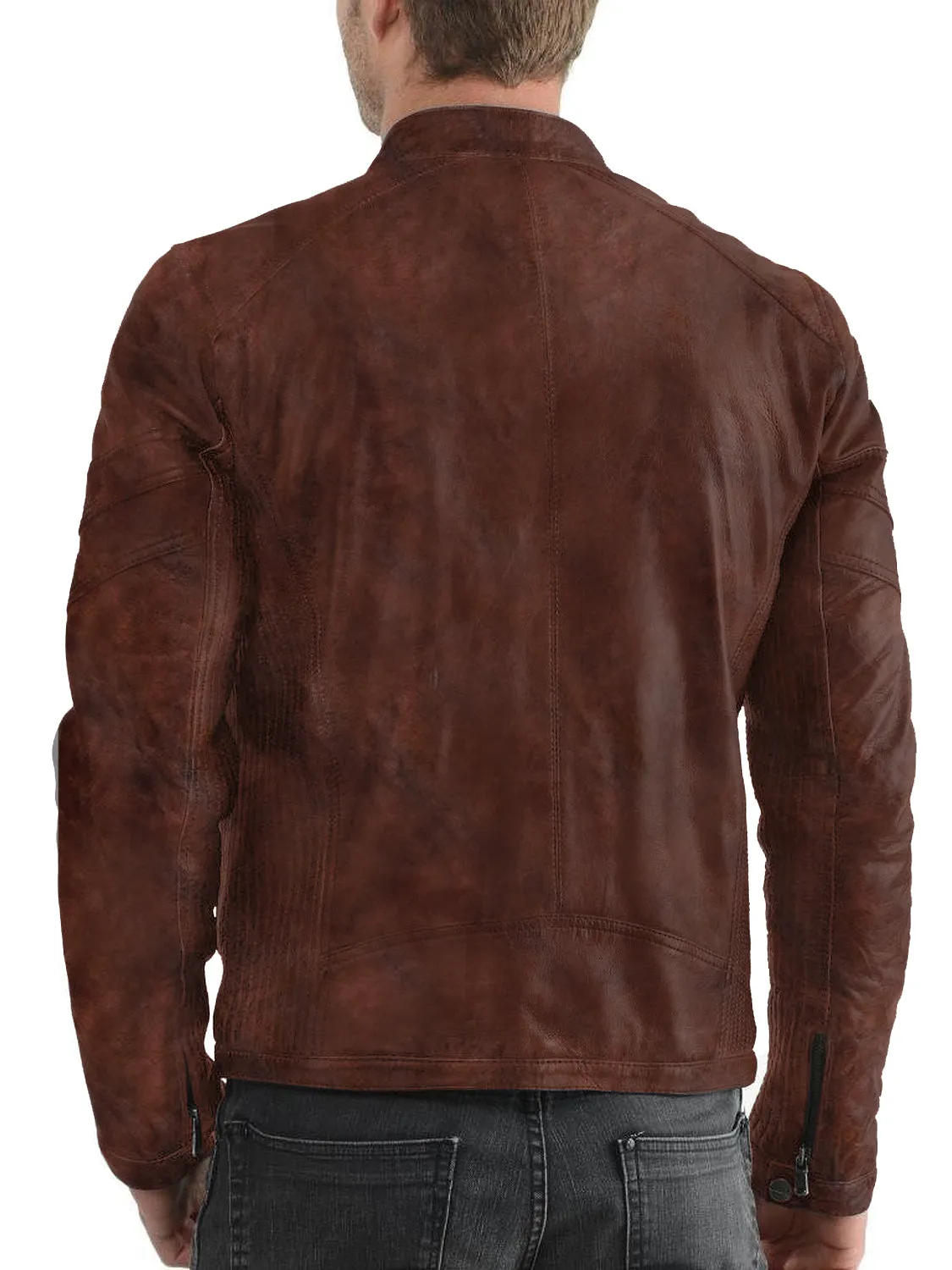 Leather Jackets Hub Mens Genuine Lambskin Leather Jacket (Black, Racer Jacket) - 1501476