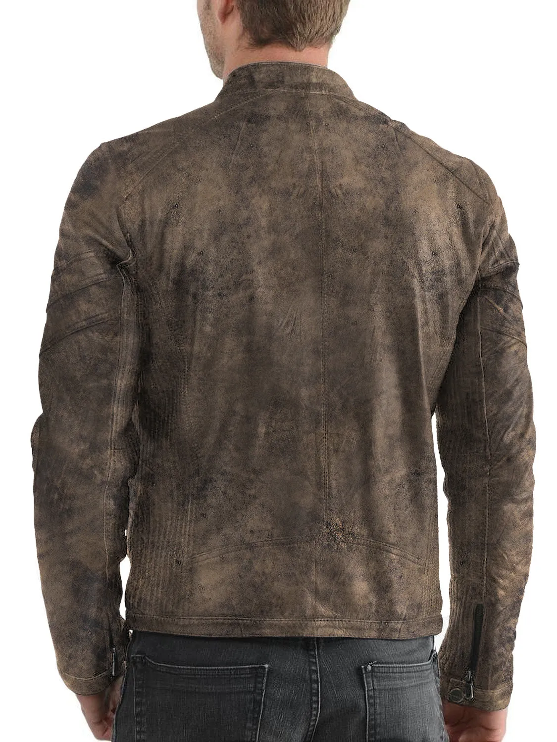 Leather Jackets Hub Mens Genuine Lambskin Leather Jacket (Black, Racer Jacket) - 1501476