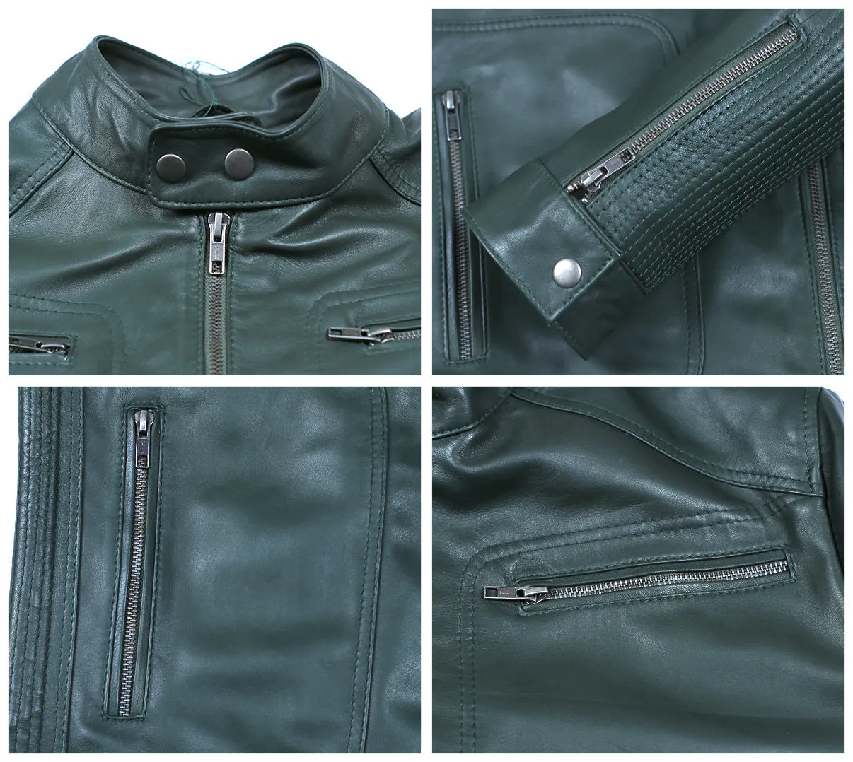 Leather Jackets Hub Mens Genuine Lambskin Leather Jacket (Black, Racer Jacket) - 1501476