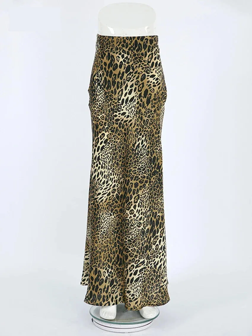 Leopard Print Flowing Maxi Skirt