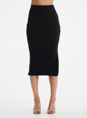 LILY - Side Zip Ribbed Maxi Skirt