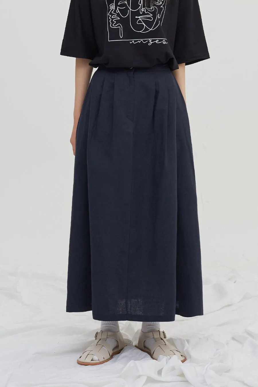 Linen Maxi Flare Skirt CM6