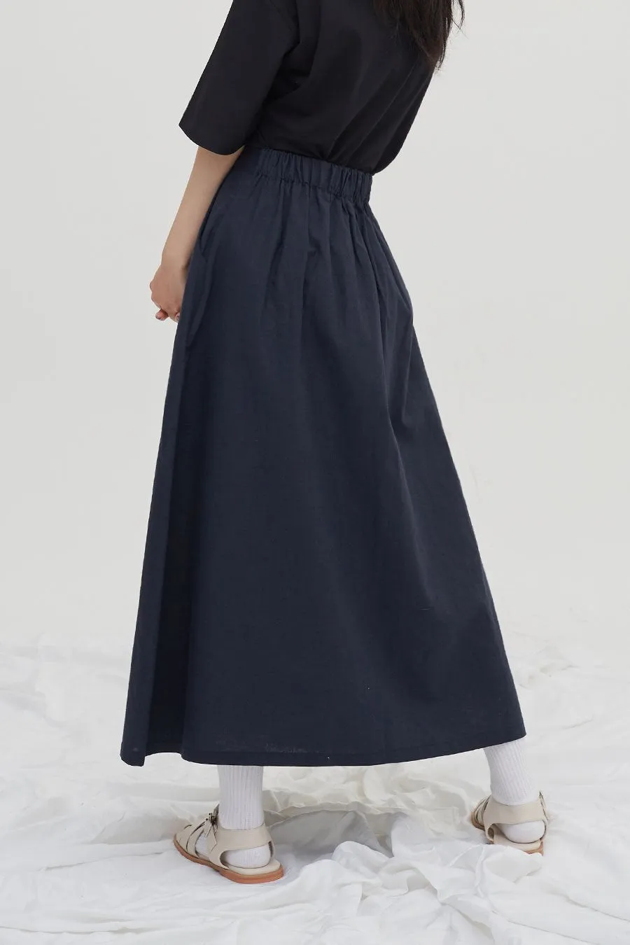 Linen Maxi Flare Skirt CM6