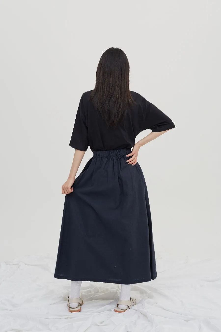 Linen Maxi Flare Skirt CM6