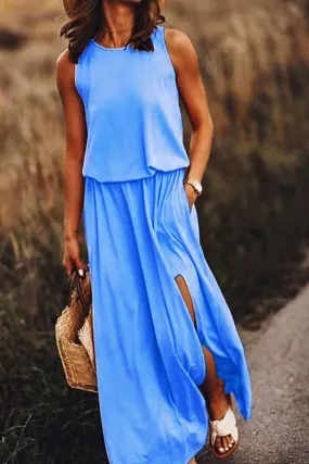 LOOSE FIT MAXI DRESS WITH FRONT SLIT - RDA-754560 (Copy)