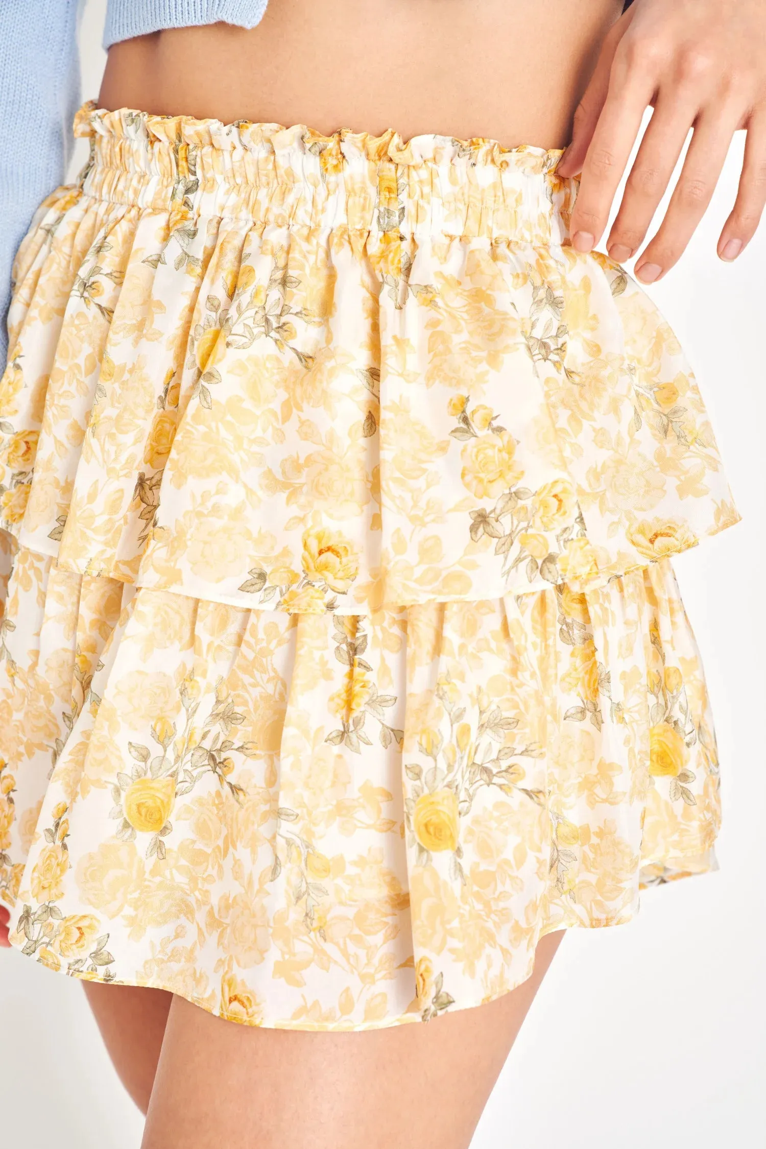 Loveshackfancy Ruffle Mini Skirt in Lemon Daydream