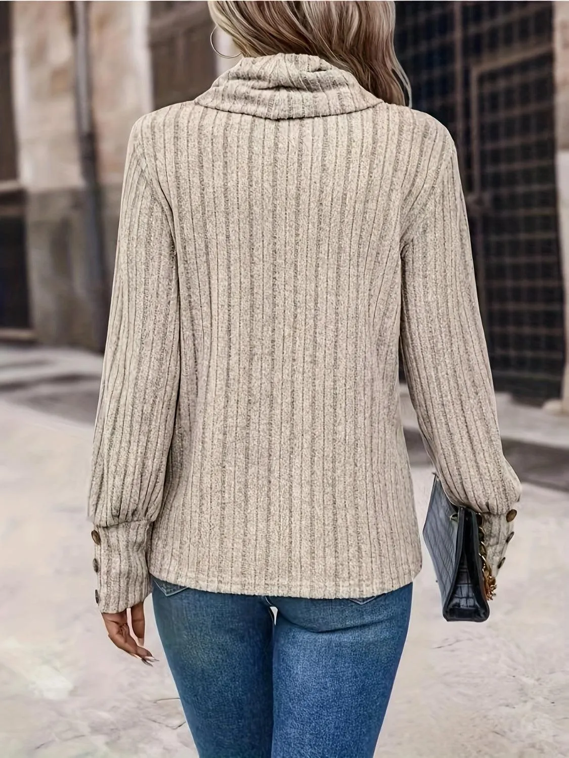 Make Me Warm Cowl Turtleneck Long Sleeve Top