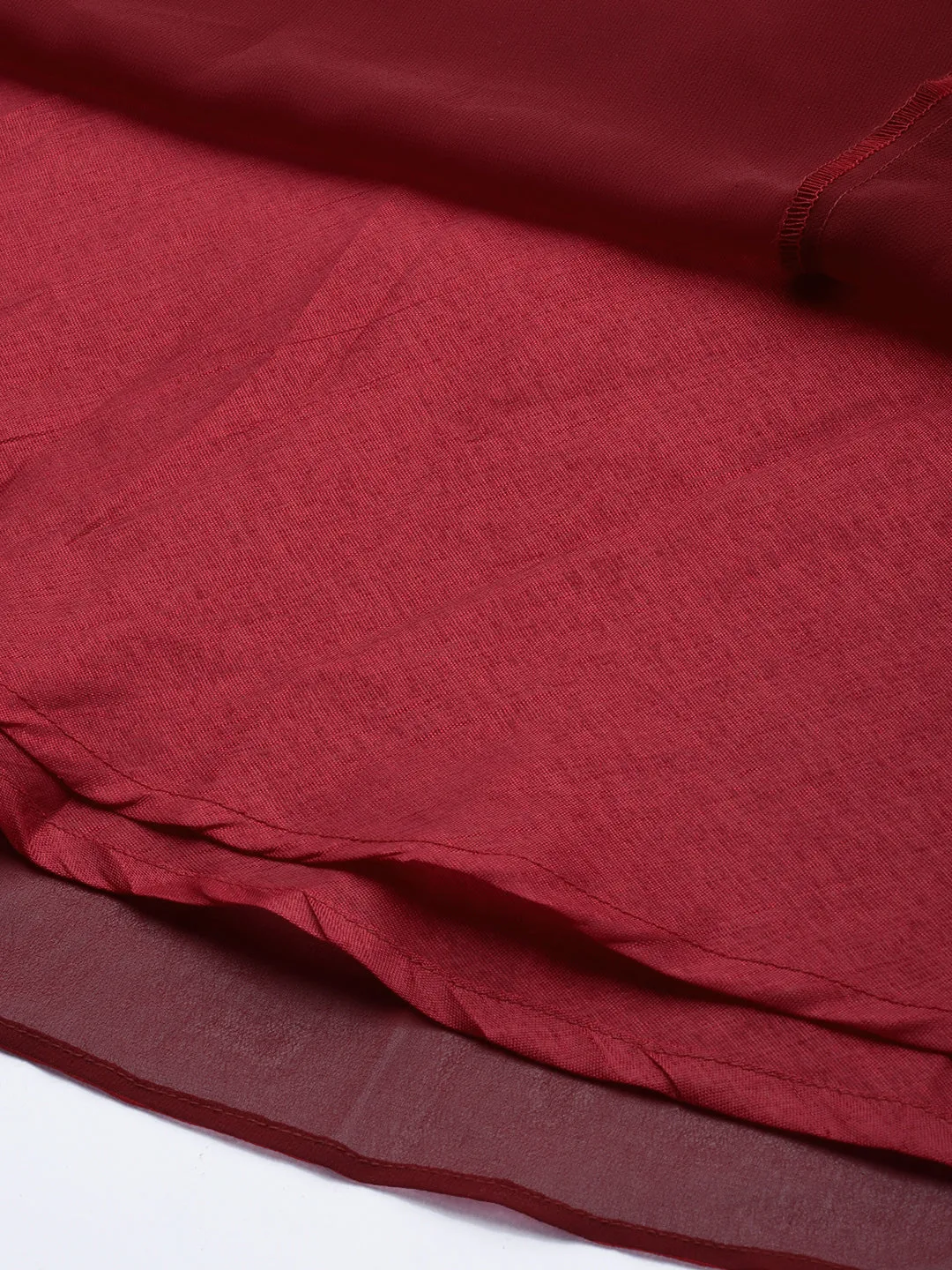 Maroon Geogette Sequence Embellished Maxi Dress