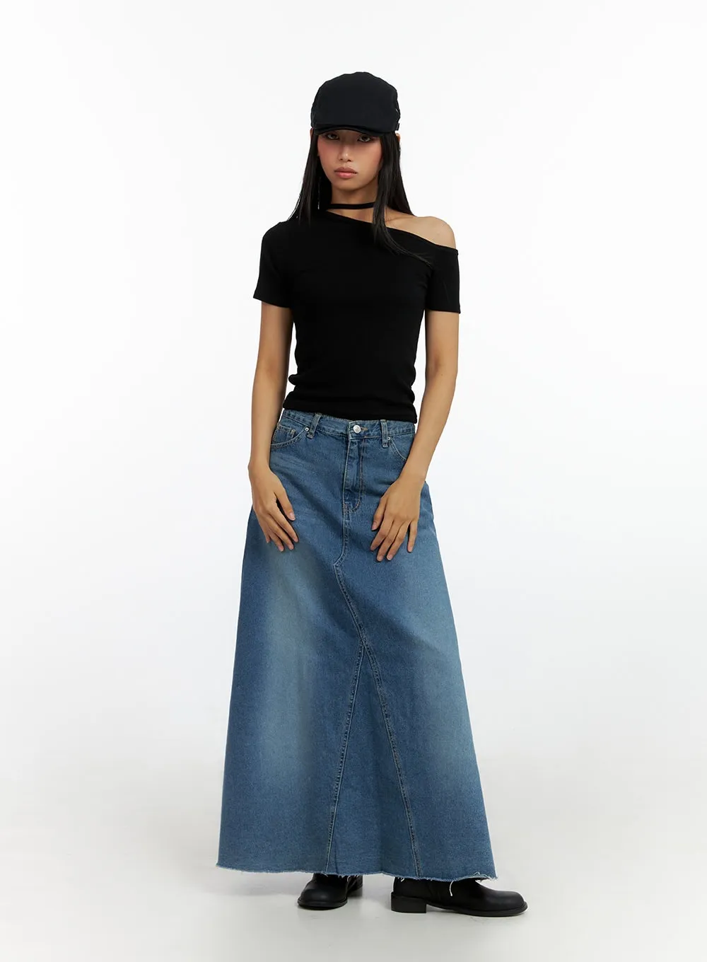 Maxi Flare Denim Skirt IL419