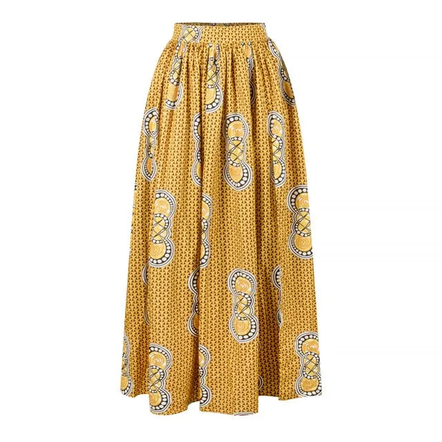 Maxi Skirt & Off-Shoulder Crop Top/Skirt Set for Woman African Ankara Dashiki Clothes Boho Split Sexy Dress Casual Outfits