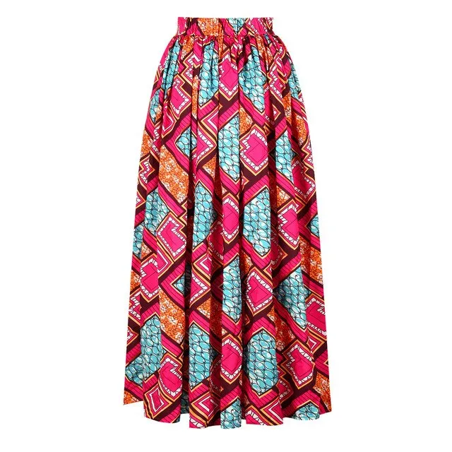 Maxi Skirt & Off-Shoulder Crop Top/Skirt Set for Woman African Ankara Dashiki Clothes Boho Split Sexy Dress Casual Outfits