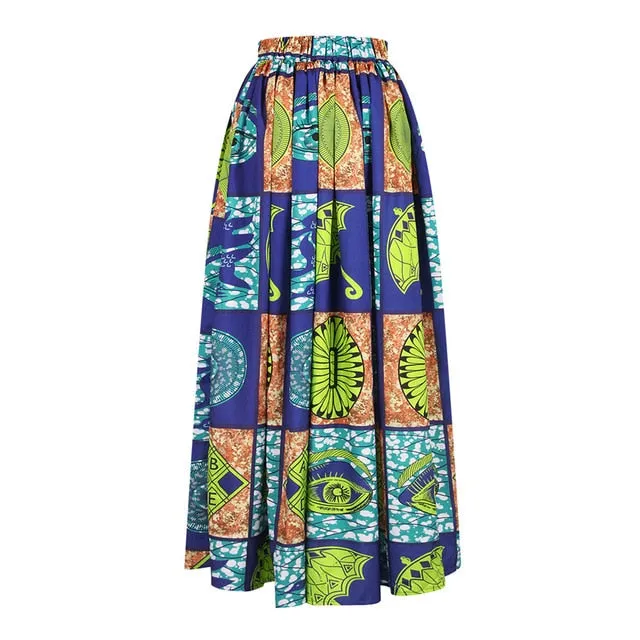 Maxi Skirt & Off-Shoulder Crop Top/Skirt Set for Woman African Ankara Dashiki Clothes Boho Split Sexy Dress Casual Outfits