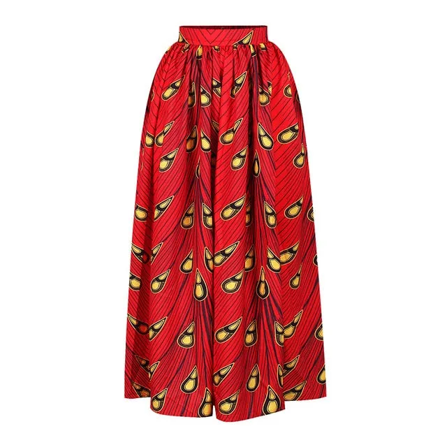 Maxi Skirt & Off-Shoulder Crop Top/Skirt Set for Woman African Ankara Dashiki Clothes Boho Split Sexy Dress Casual Outfits