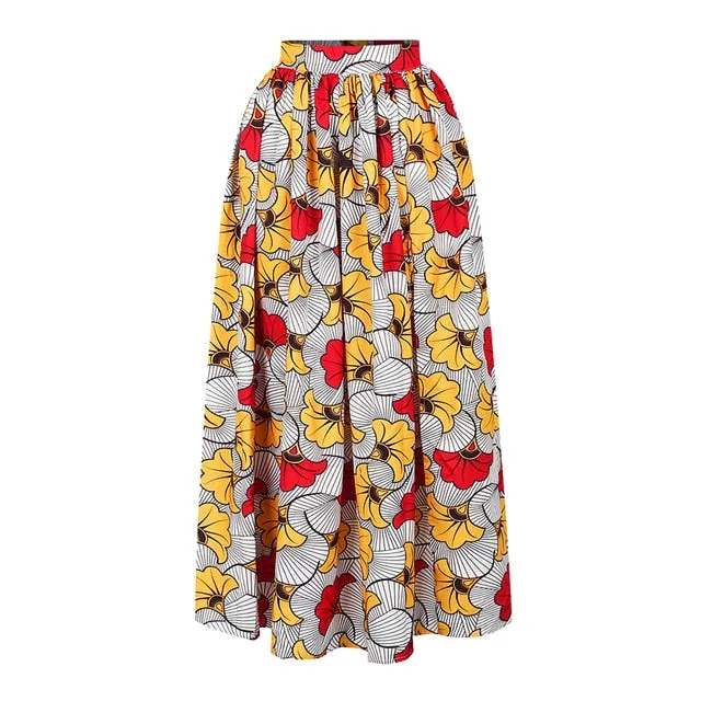 Maxi Skirt & Off-Shoulder Crop Top/Skirt Set for Woman African Ankara Dashiki Clothes Boho Split Sexy Dress Casual Outfits