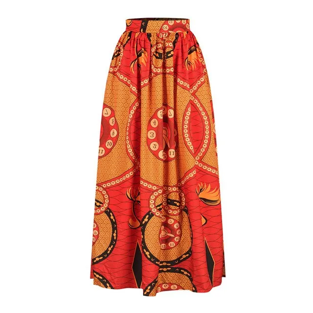 Maxi Skirt & Off-Shoulder Crop Top/Skirt Set for Woman African Ankara Dashiki Clothes Boho Split Sexy Dress Casual Outfits