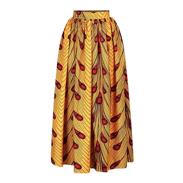 Maxi Skirt & Off-Shoulder Crop Top/Skirt Set for Woman African Ankara Dashiki Clothes Boho Split Sexy Dress Casual Outfits