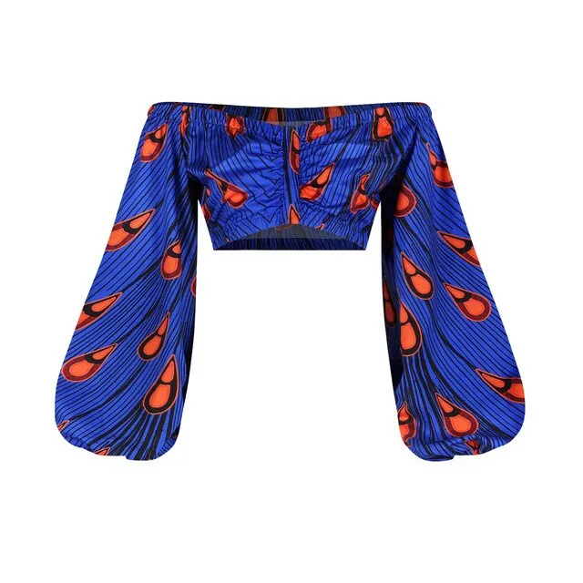 Maxi Skirt & Off-Shoulder Crop Top/Skirt Set for Woman African Ankara Dashiki Clothes Boho Split Sexy Dress Casual Outfits