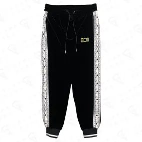 MCM Tape Logo Velvet Velour Sweatpants