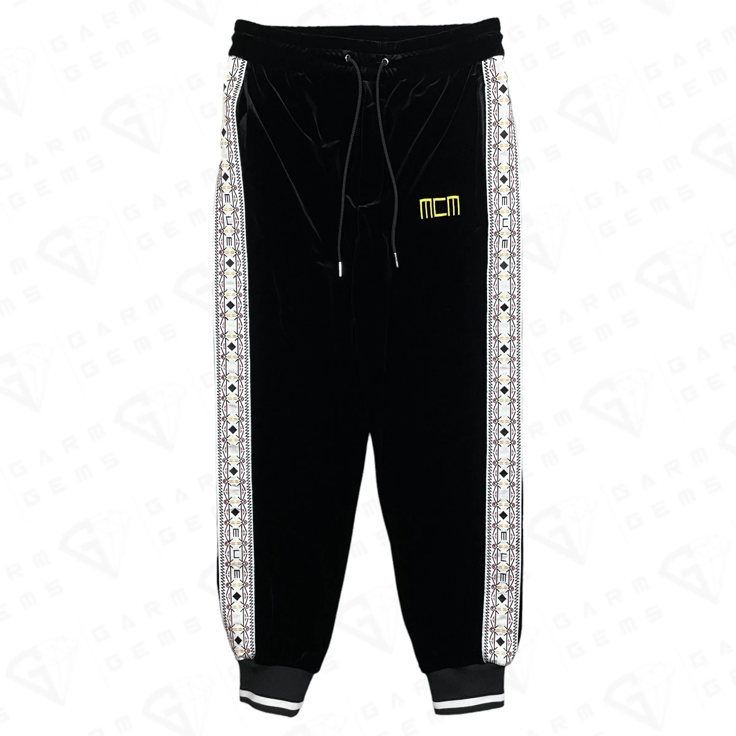 MCM Tape Logo Velvet Velour Sweatpants