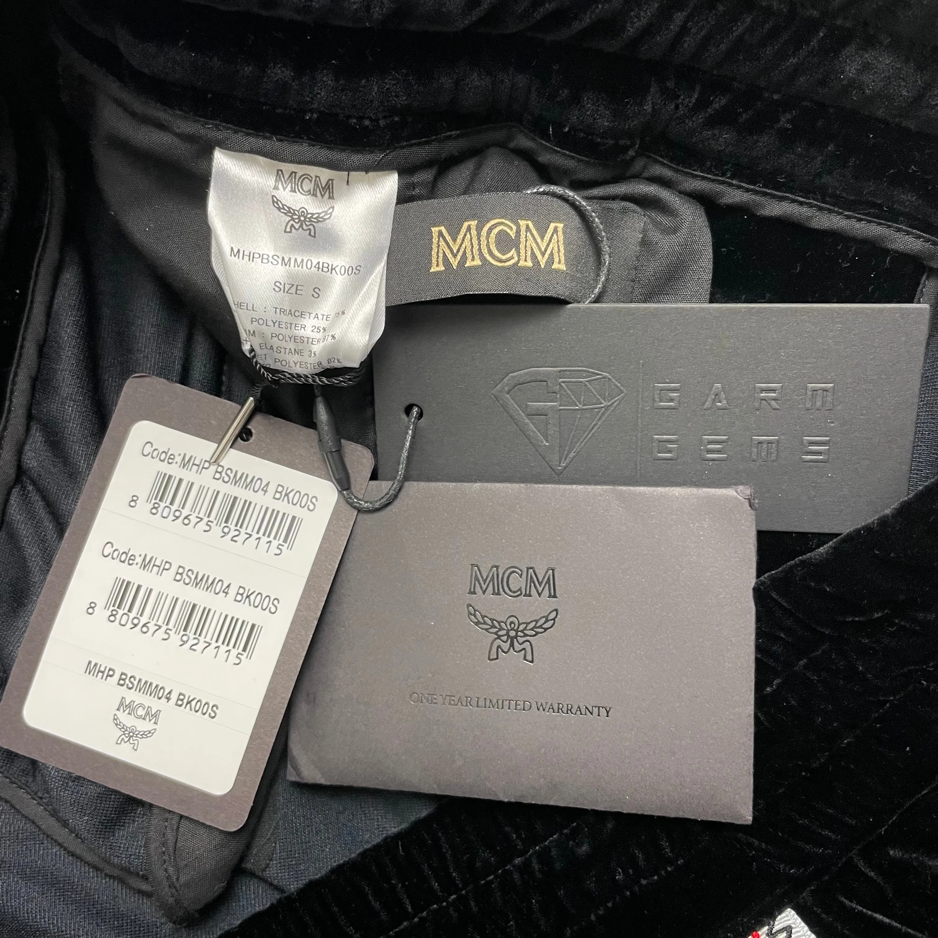 MCM Tape Logo Velvet Velour Sweatpants