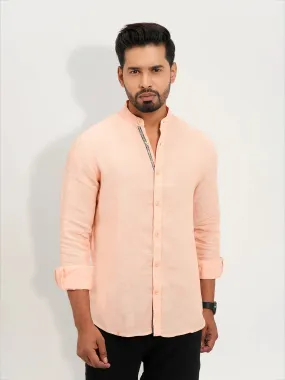 Men's Band Collar Solid Casual Shirt