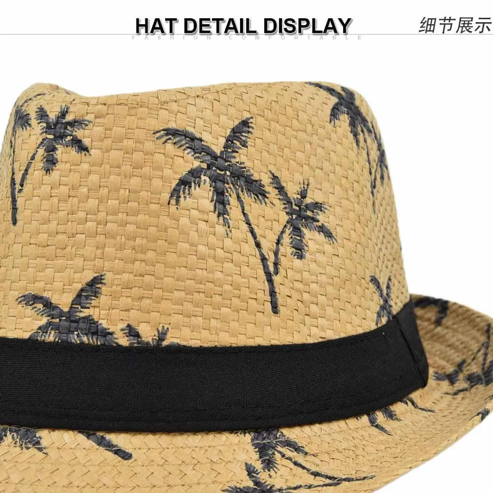 Men's Casual Beach Straw Jazz Hat 13637735YM