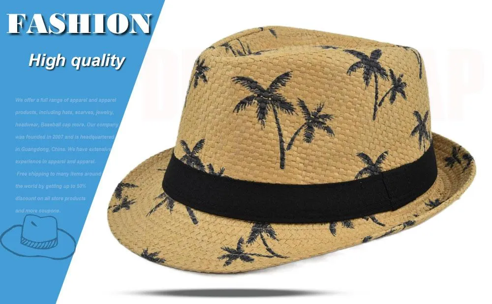 Men's Casual Beach Straw Jazz Hat 13637735YM