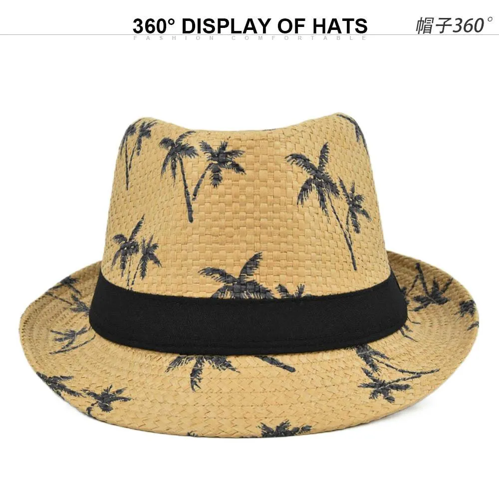 Men's Casual Beach Straw Jazz Hat 13637735YM