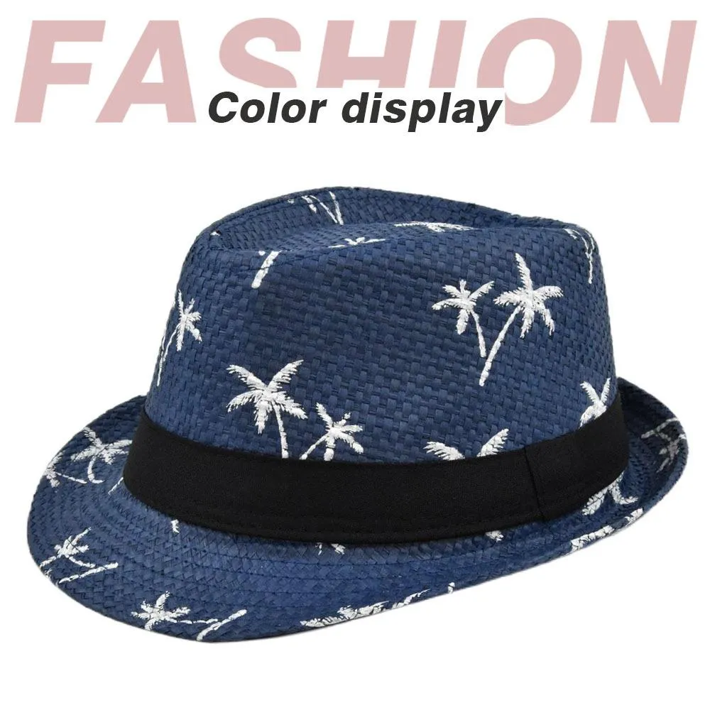 Men's Casual Beach Straw Jazz Hat 13637735YM