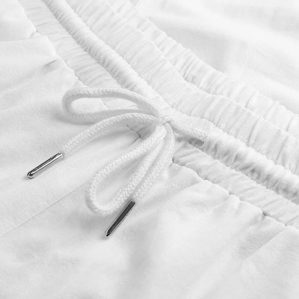 Men's Casual Linen Straight Joggers With Elastic Waist