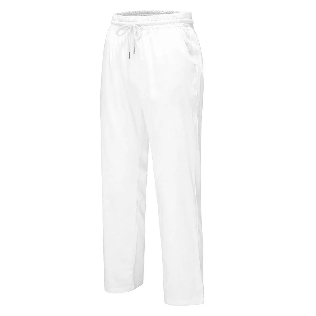 Men's Casual Linen Straight Joggers With Elastic Waist