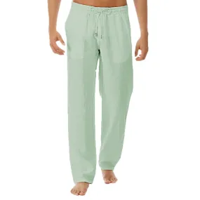 Men's Casual Linen Straight Joggers With Elastic Waist