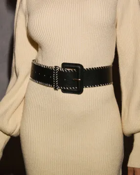 Merrick Stitched Wide Leather Belt