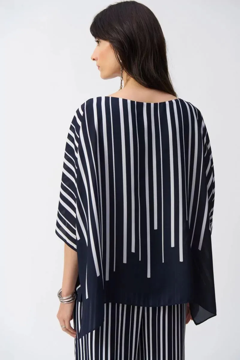 Midnight Blue/Multi Georgette Abstract Print Poncho Top Style 251180