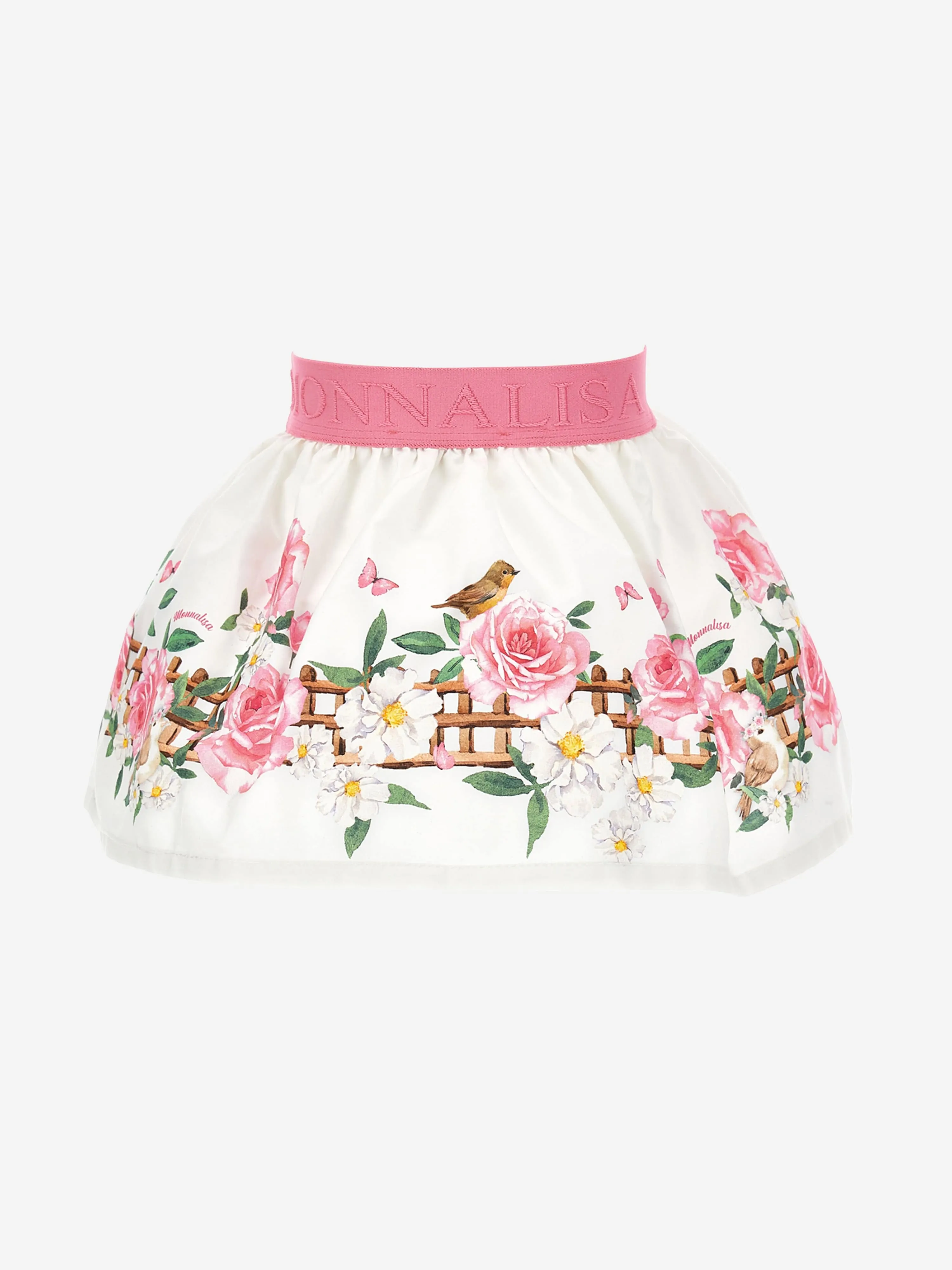 Monnalisa Baby Girls Flower Print Skirt in White