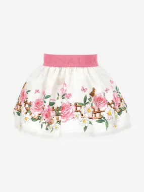 Monnalisa Baby Girls Flower Print Skirt in White