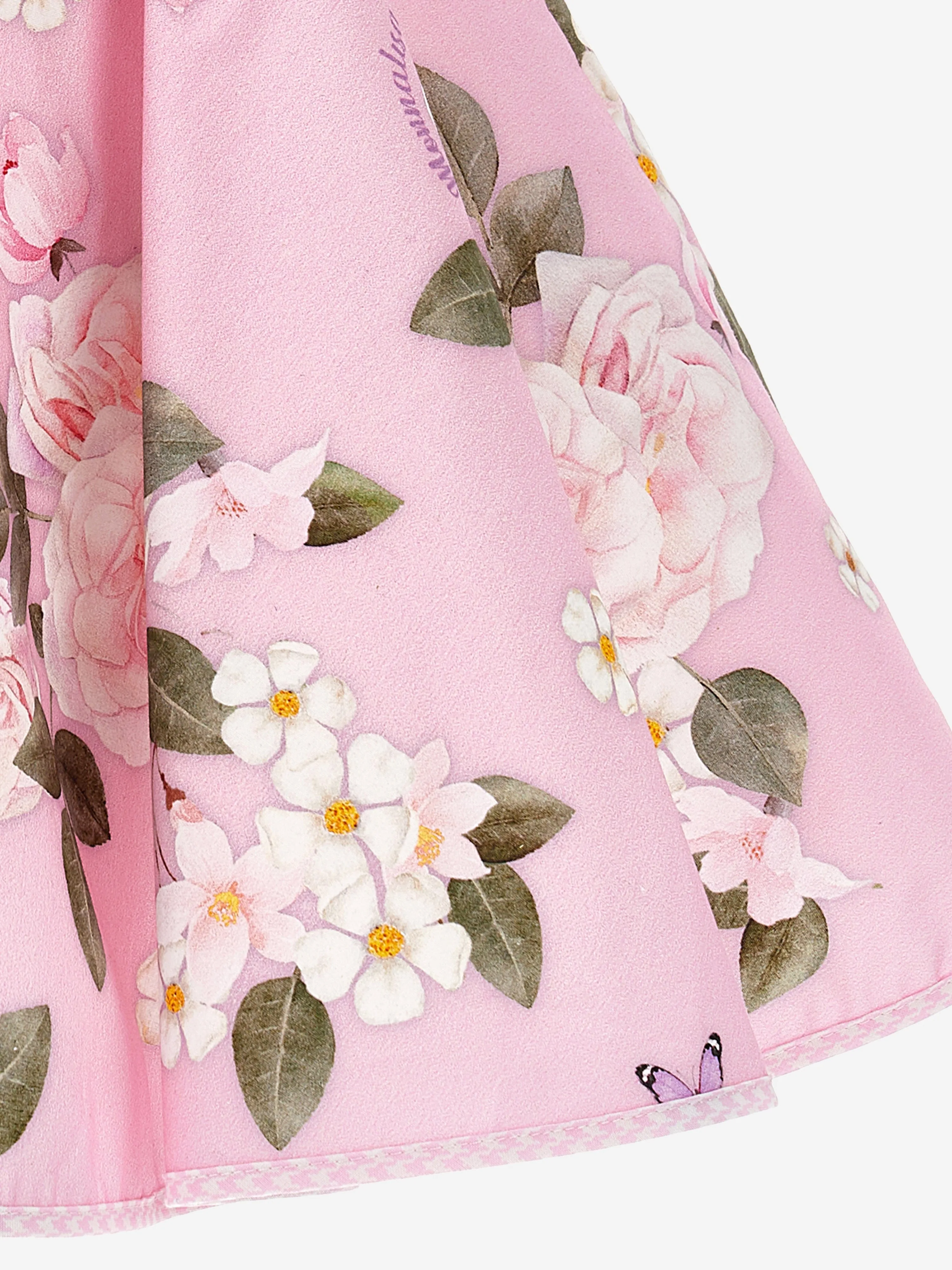 Monnalisa Girls Floral Bouquet Dress in Pink