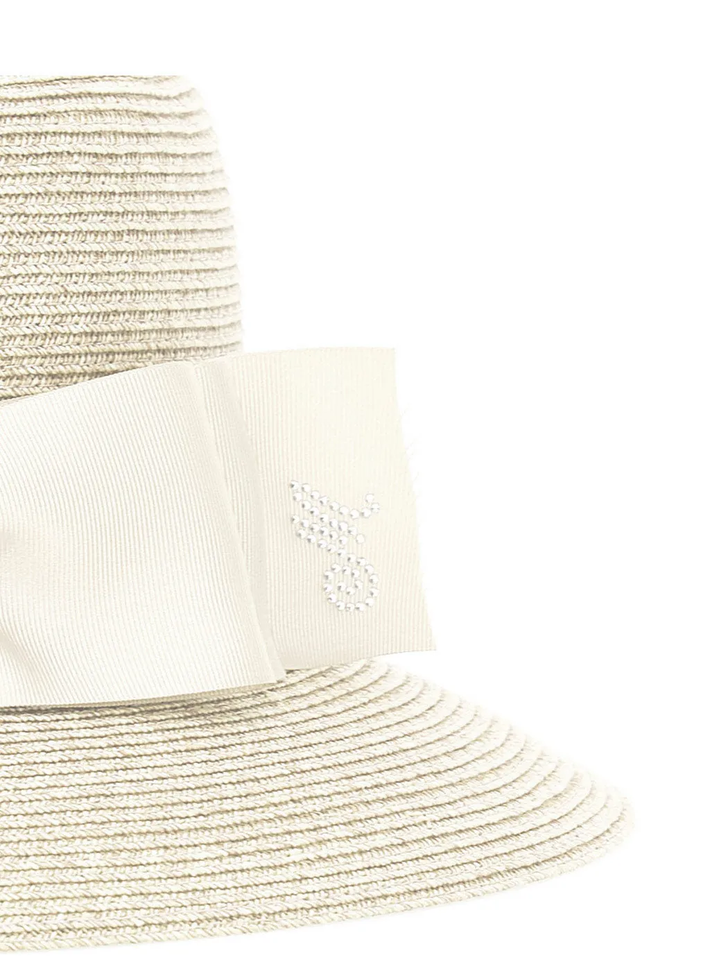 MONNALISA Raffia ecru hat for girl with ribbon-17A003