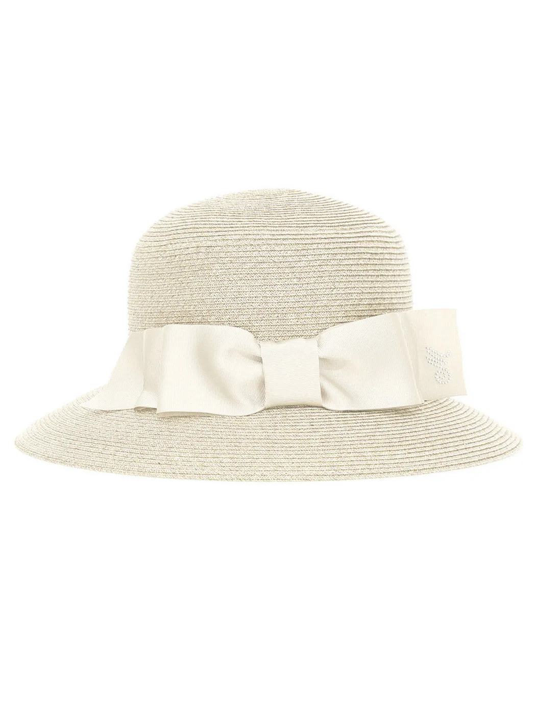 MONNALISA Raffia ecru hat for girl with ribbon-17A003