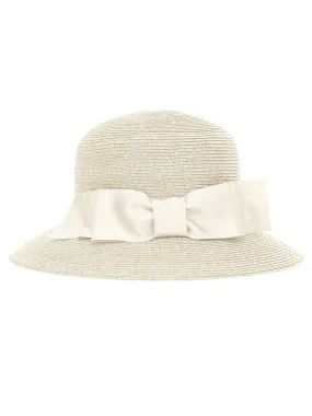 MONNALISA Raffia ecru hat for girl with ribbon-17A003