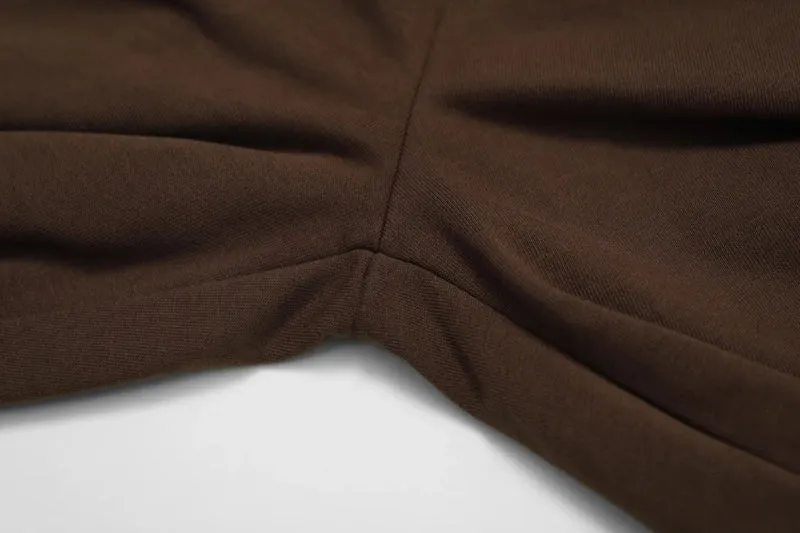 Moody Solid Color Sweatshirt And Patchwork Sweatpants Set