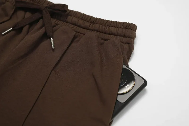 Moody Solid Color Sweatshirt And Patchwork Sweatpants Set