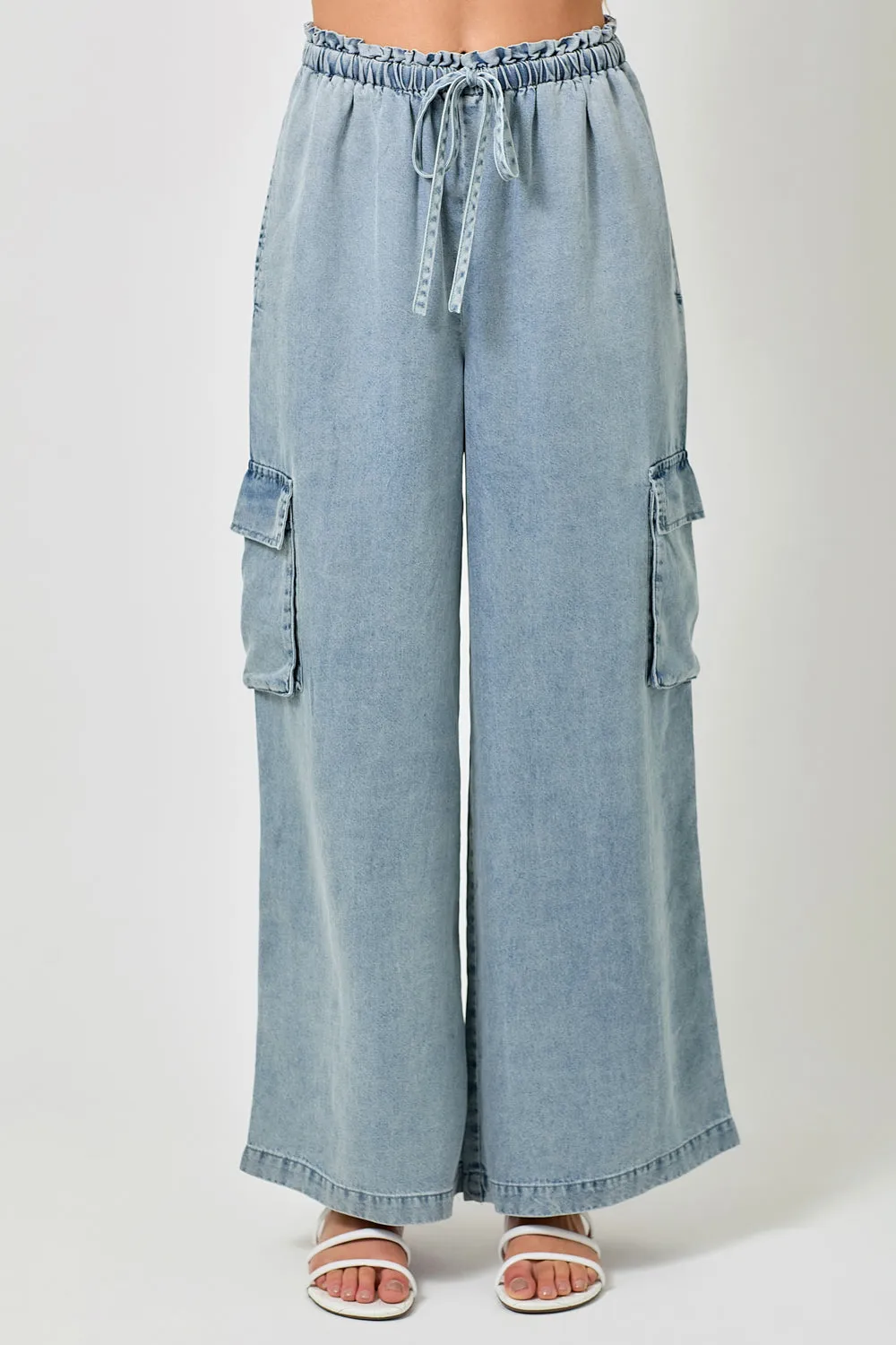 Mystree Tencel Wide Leg Cargo Pants