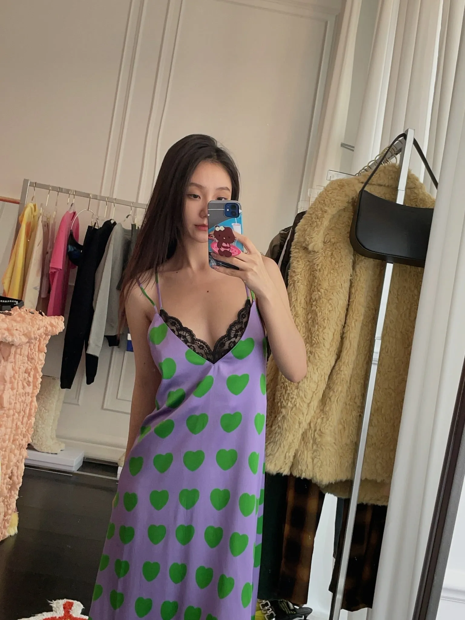 NATASHA ZINKO HEARTS CAMISOLE MIDI SLIP DRESS