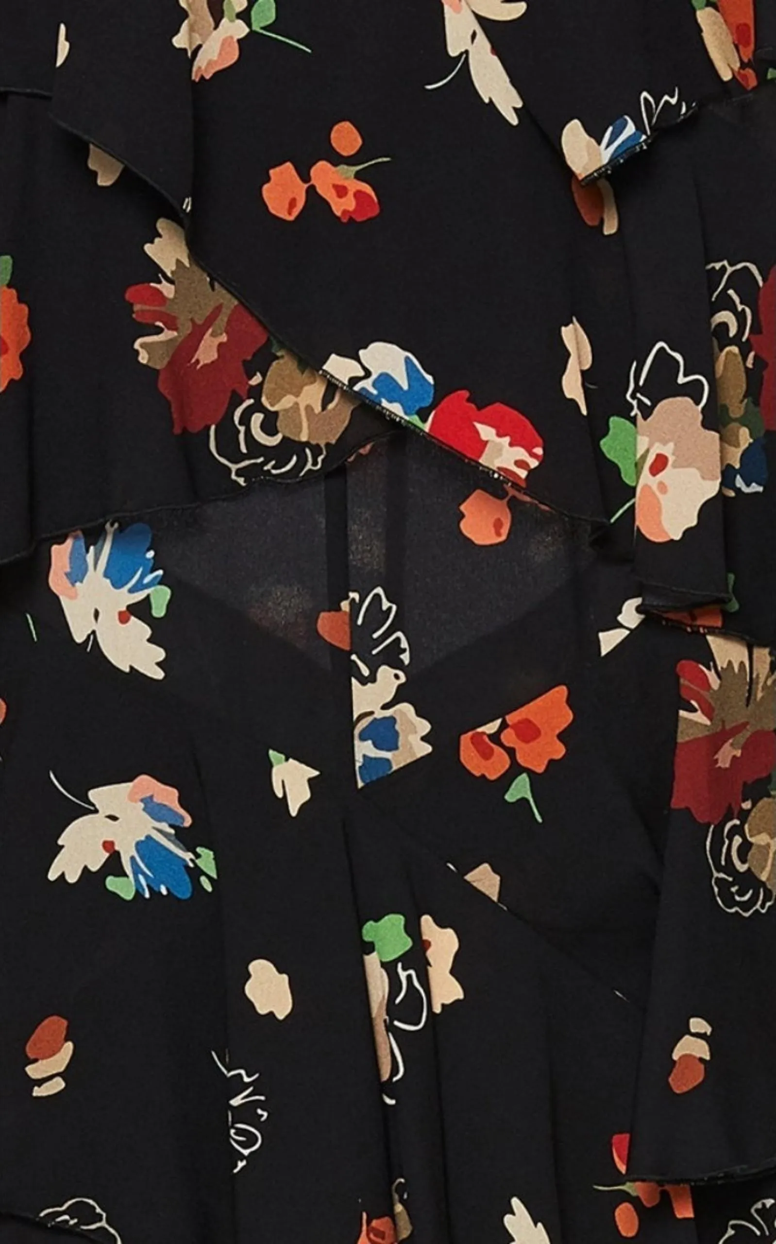 Nina Simone Floral Ruffle Silk Skirt