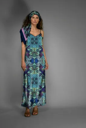 NUVULA BLUE FLORAL SLIP MAXI DRESS