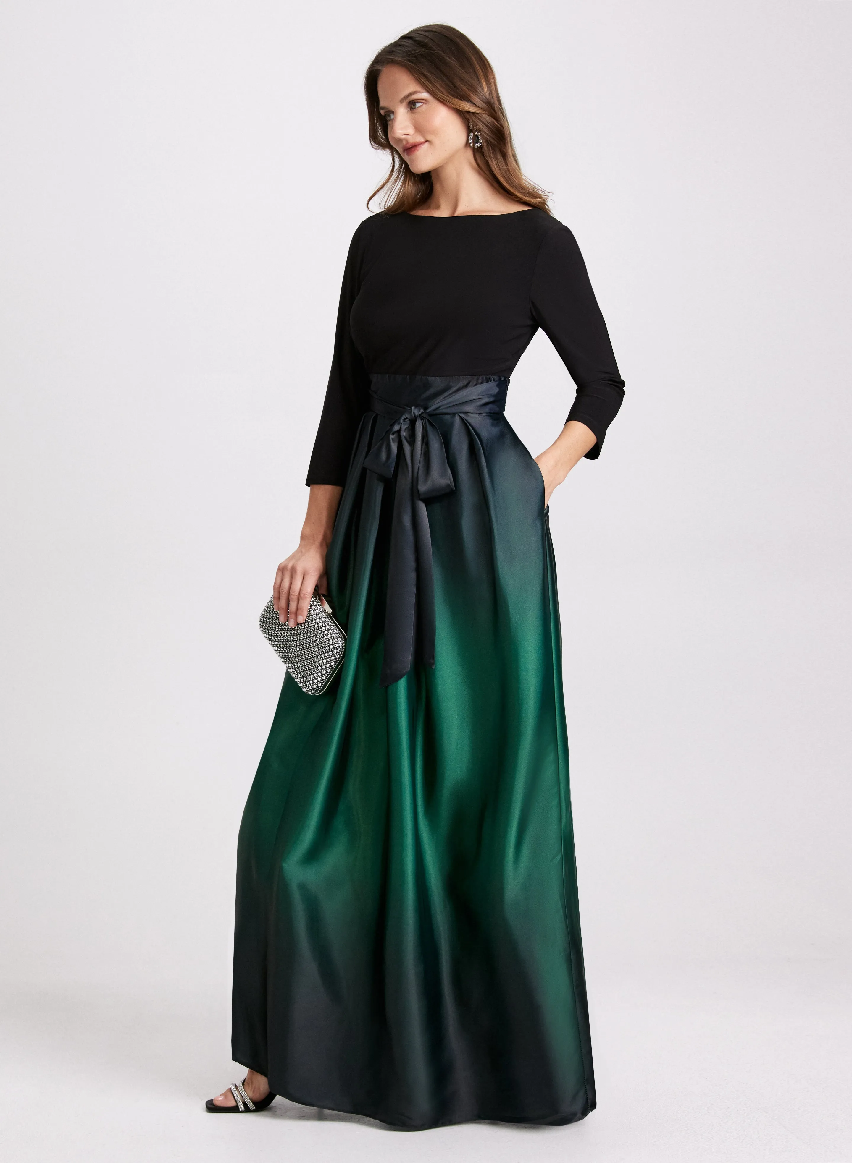 Ombre Satin Evening Dress